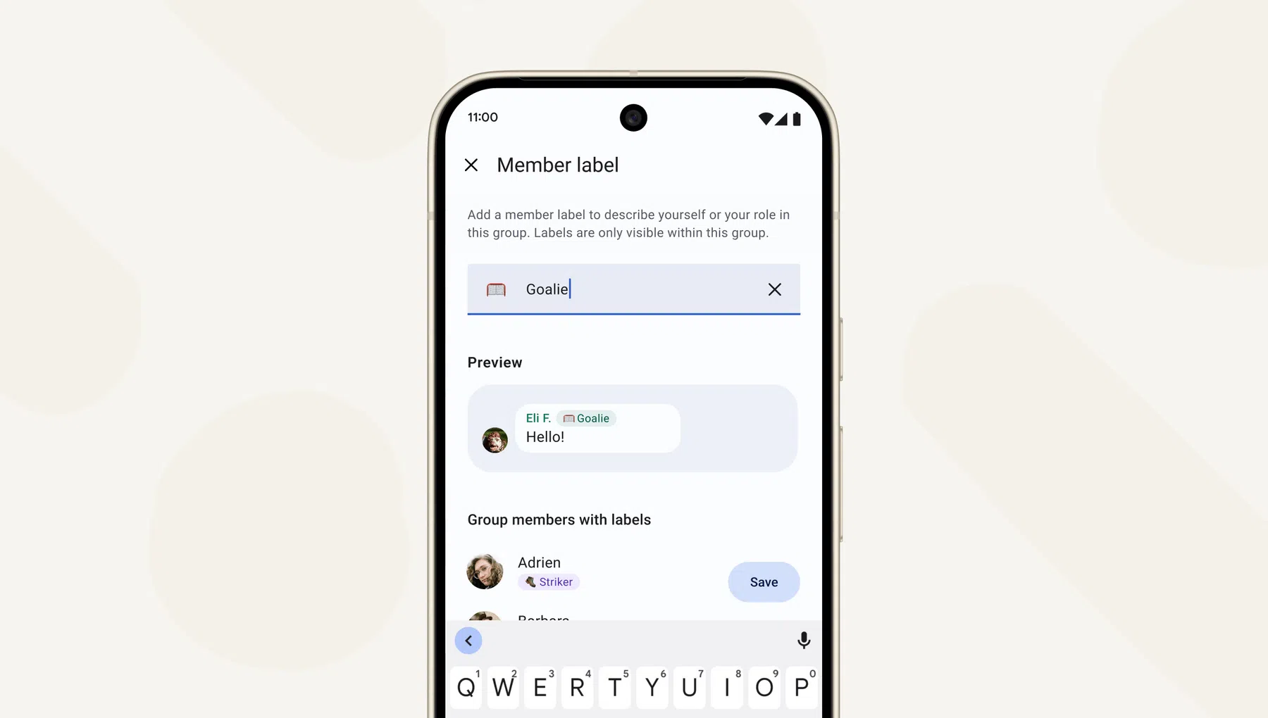 De member labels in Signal